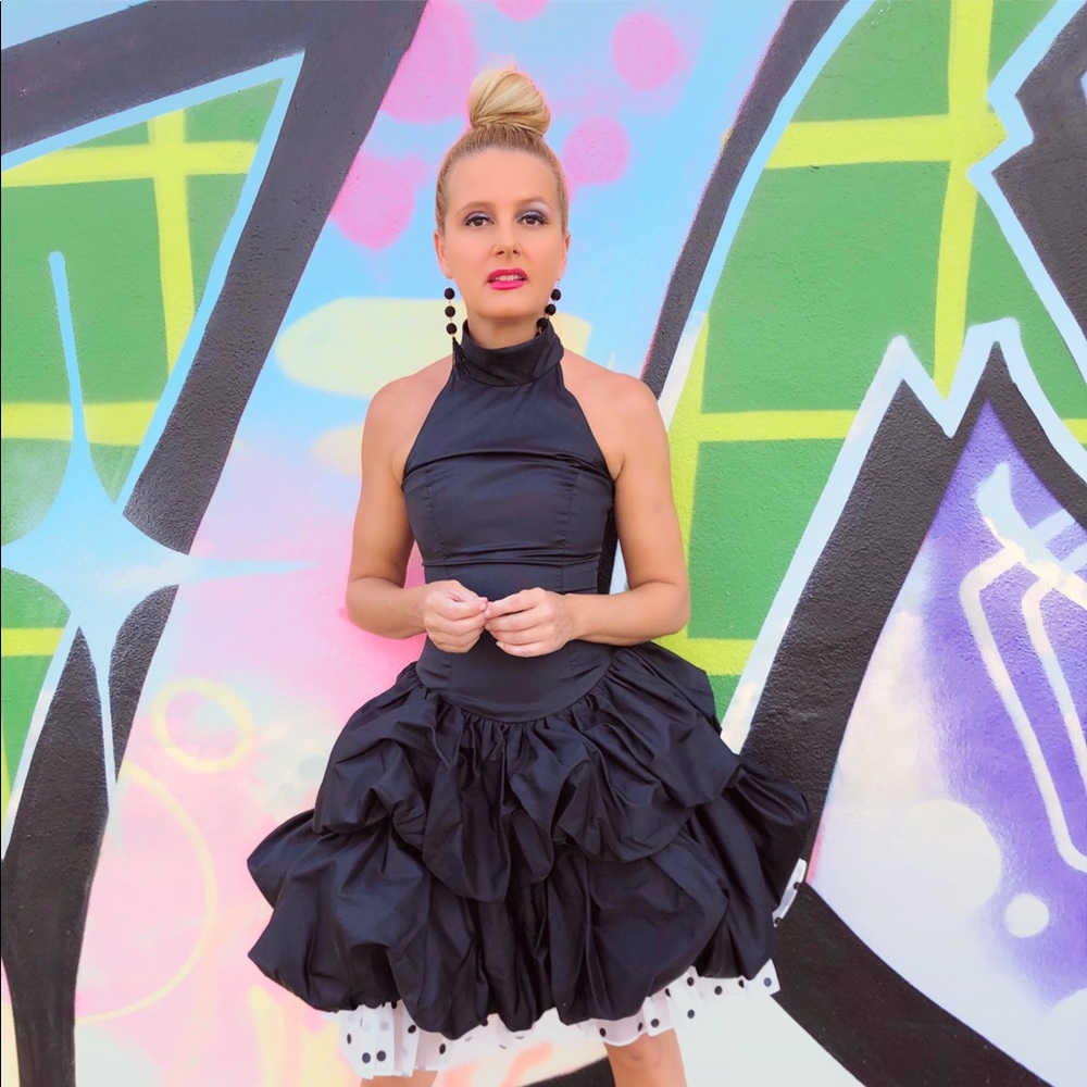 Vintage 80’s Prom Dress Bubble Skirt Polka Dot